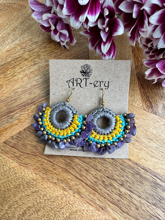 Colorful Beaded Thread Dangler Earrings – Handmade by Far East Artisans | ART-ery Jewellery