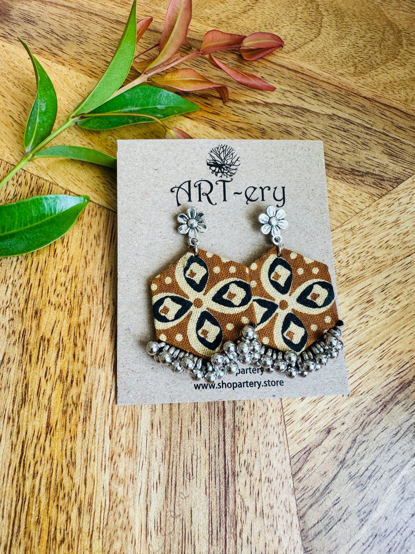 Lightweight Handmade Statement Jewellery - Mustard fabric