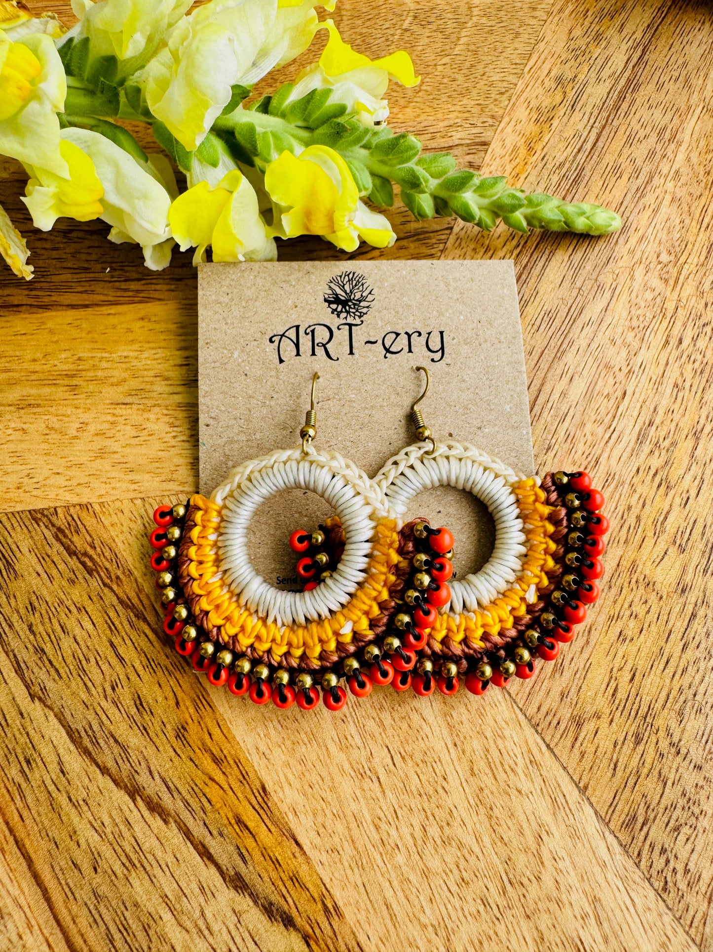 Colorful Beaded Thread Dangler Earrings – Handmade by Far East Artisans | ART-ery Jewellery