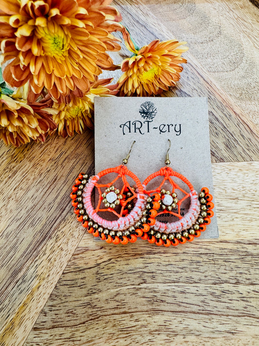 Colorful Beaded Thread Dangler Earrings – Handmade by Far East Artisans | ART-ery Jewellery