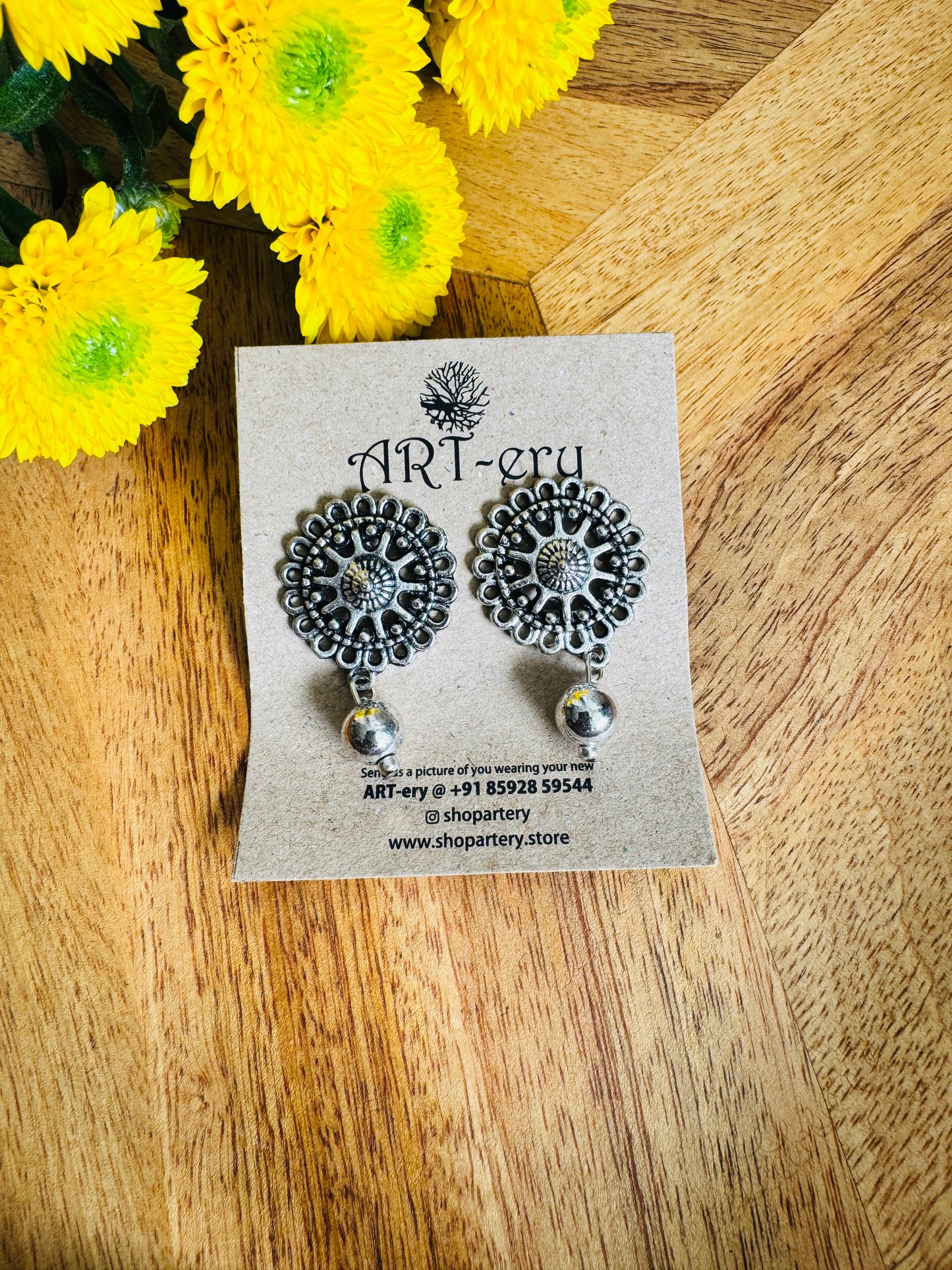 Oxidised silver earrings