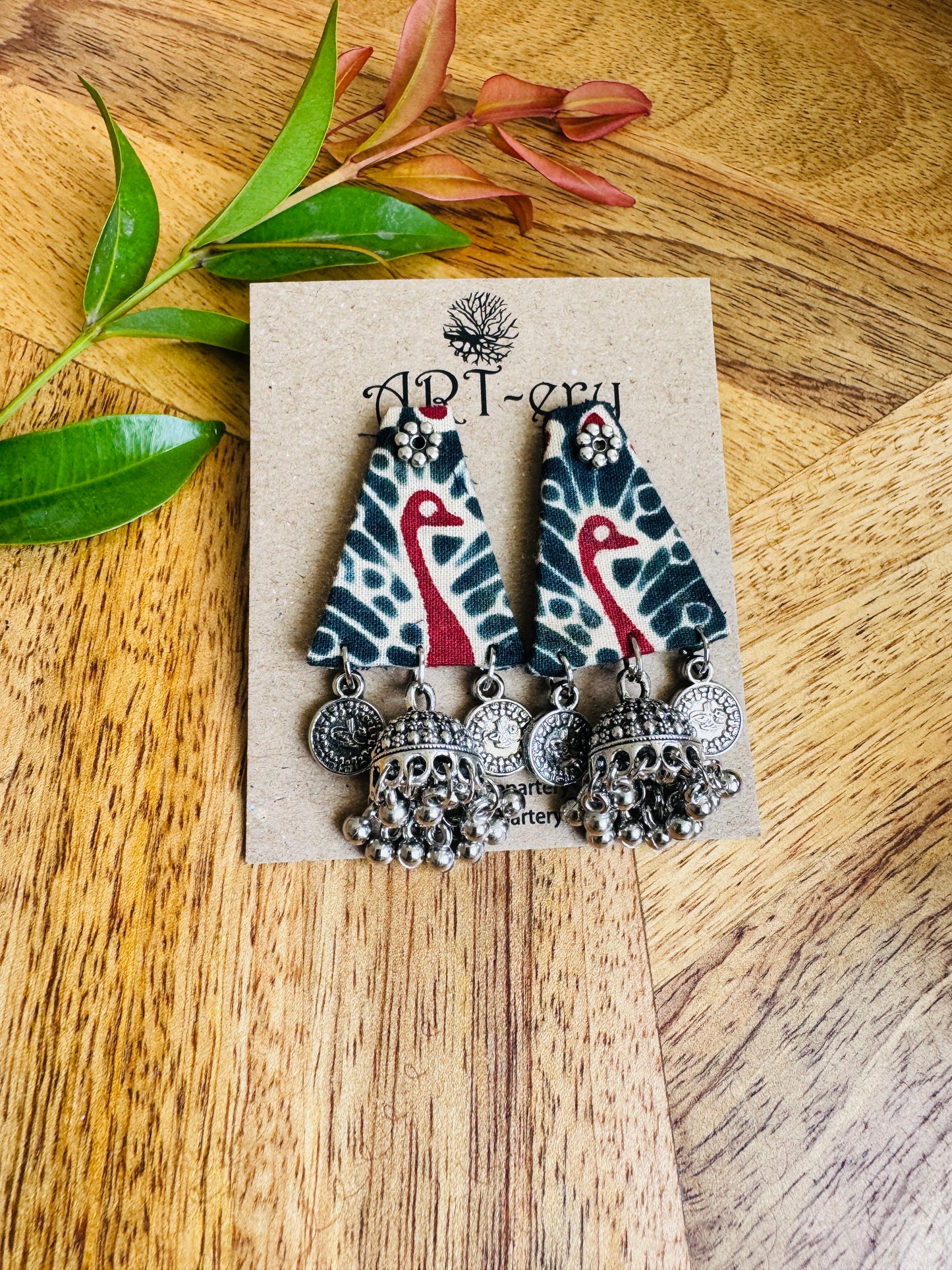 Lightweight Handmade Statement Jewellery - Peacock earring