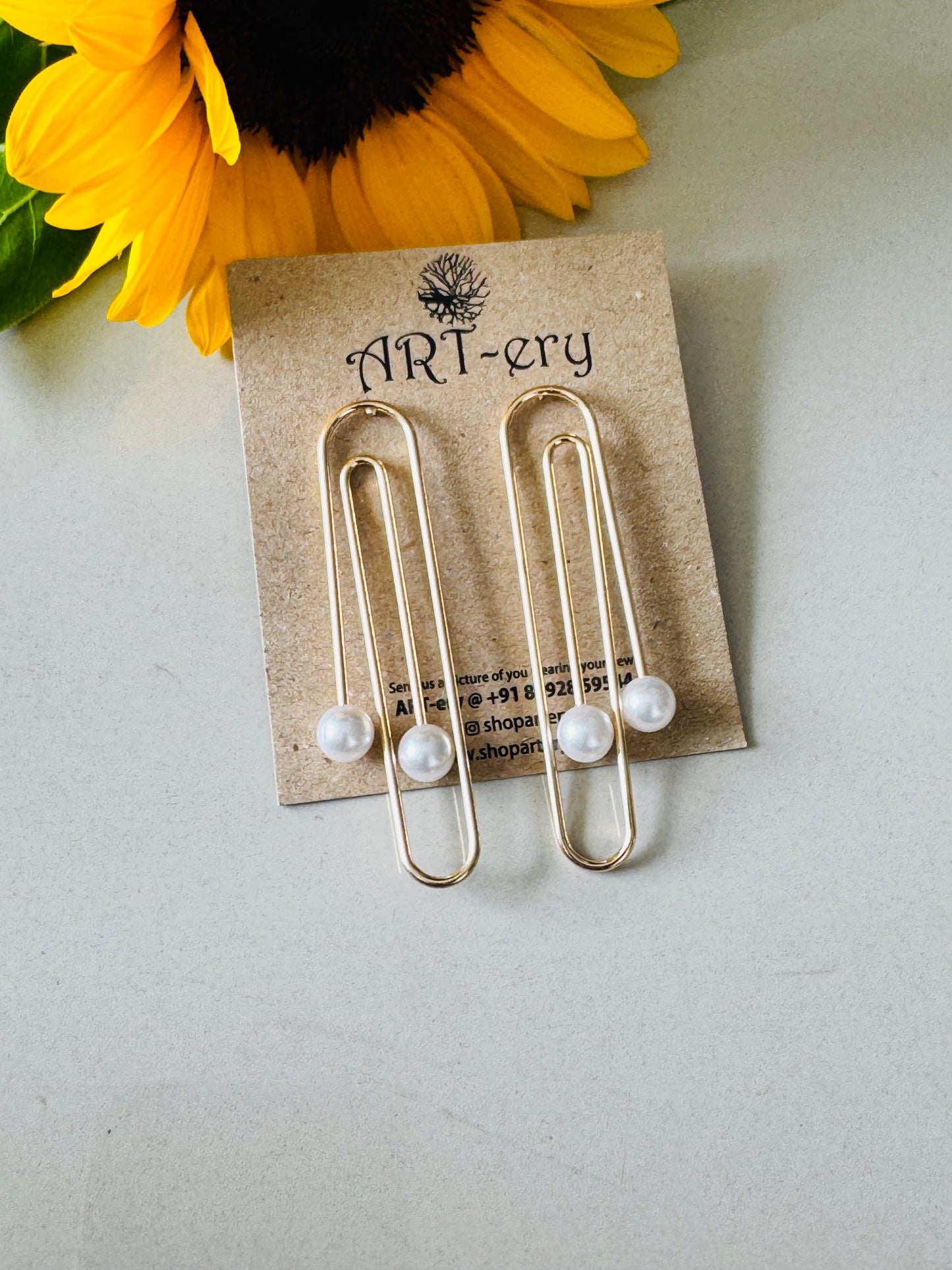 Anti tarnish statement gold earrings Pearl earrings