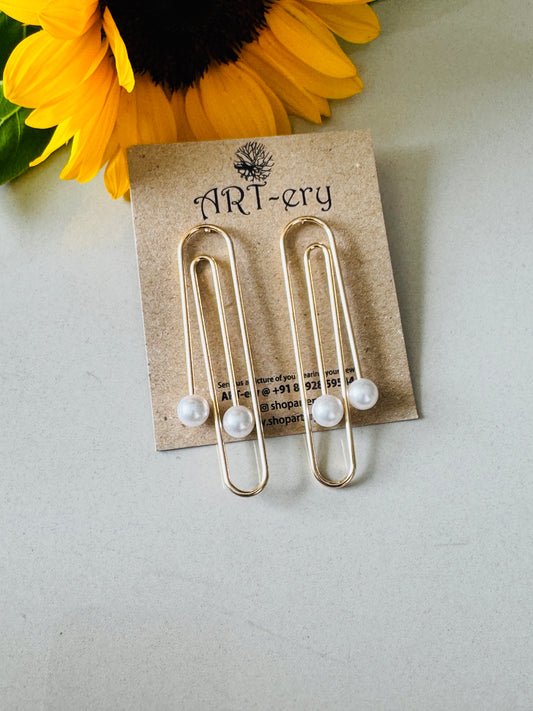 Anti tarnish statement gold earrings Pearl earrings