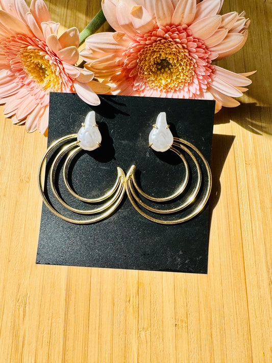 Handcrafted Bold Brass Earrings | Premium Indian Jewellery - Onam must have pearl earring