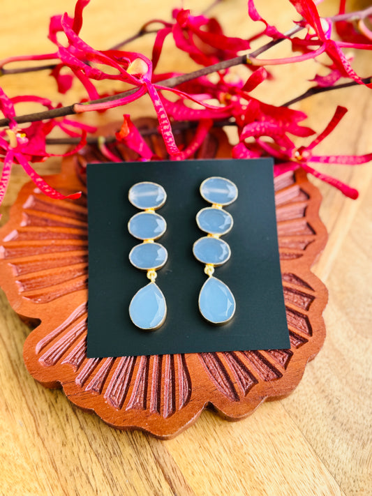 Natural stone powder blue earrings