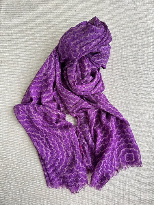 Bright poly cotton scarf - Lightweight long stole - purple scarf