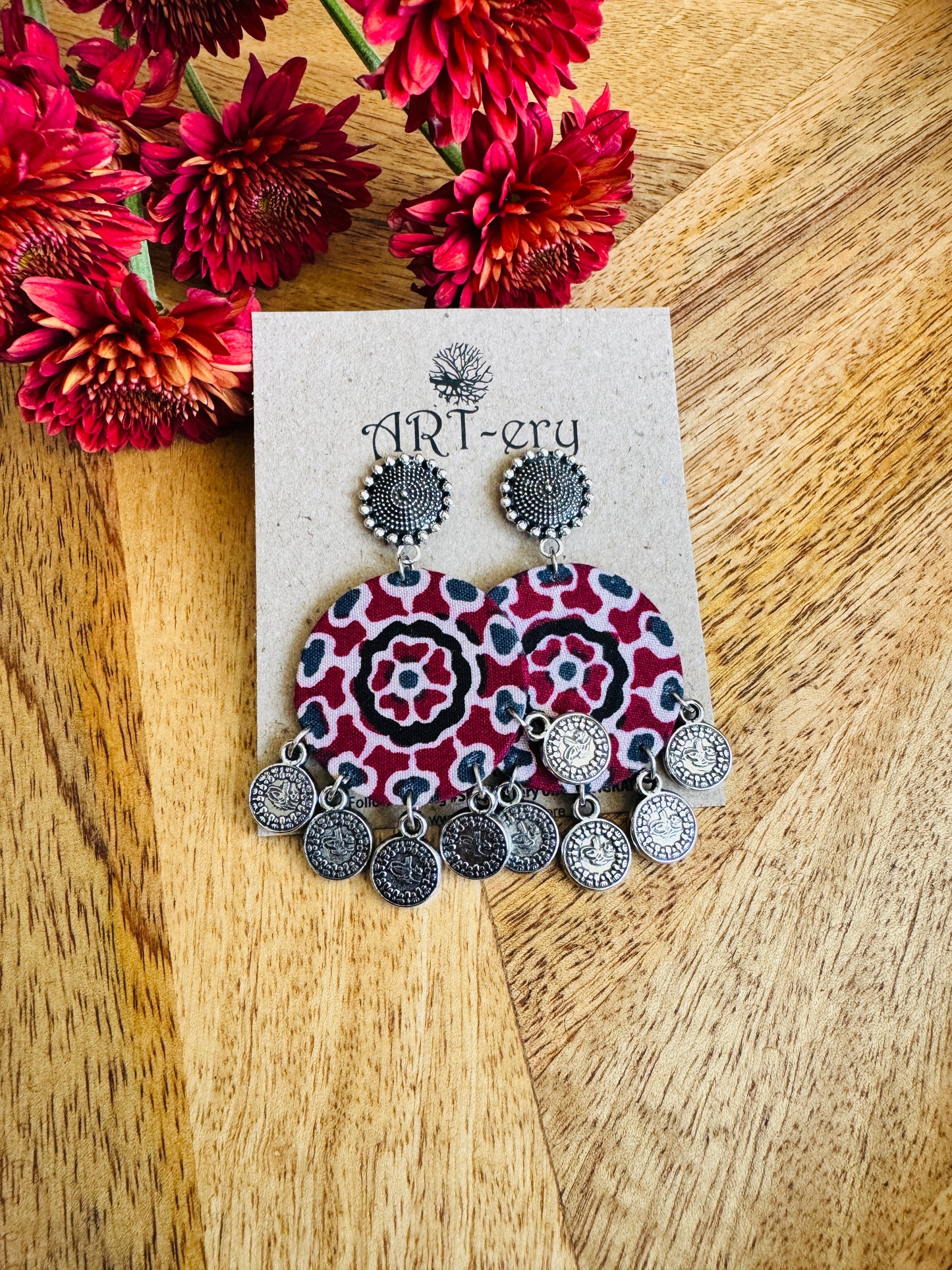 Fabric earrings -  Red earrings