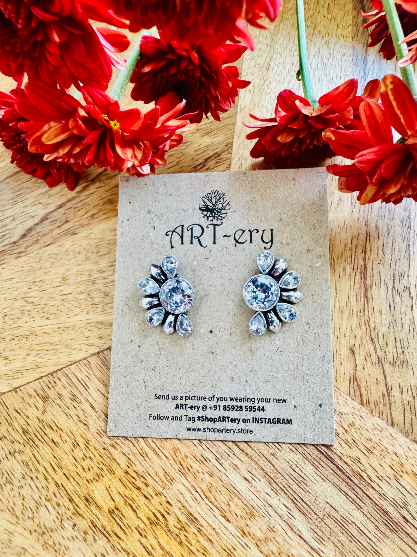 Semi circle white earring