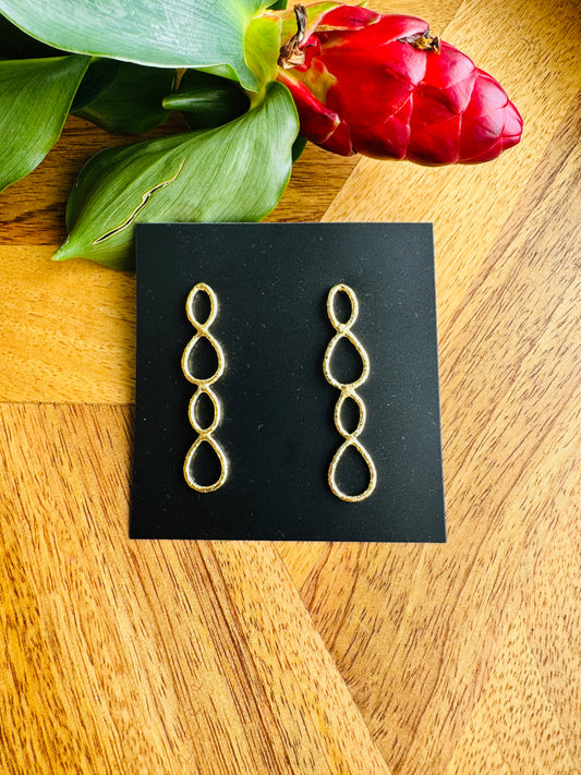 Handmade Brass Dangler Earrings with Natural Stone - Link earring
