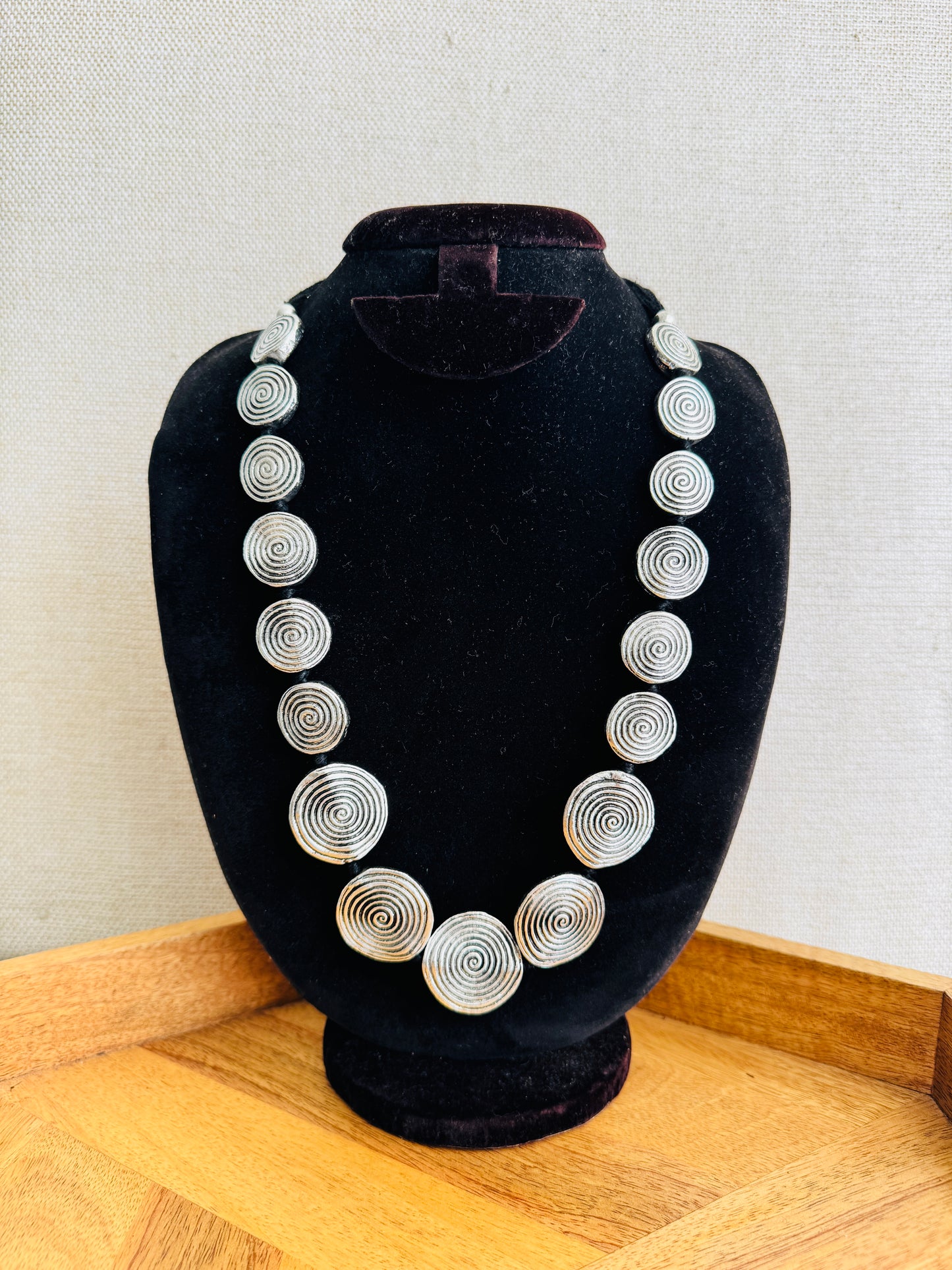 oxidised silver and gold tone statement necklace 
