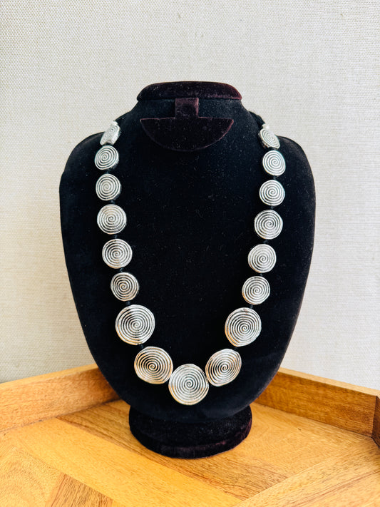 oxidised silver and gold tone statement necklace 