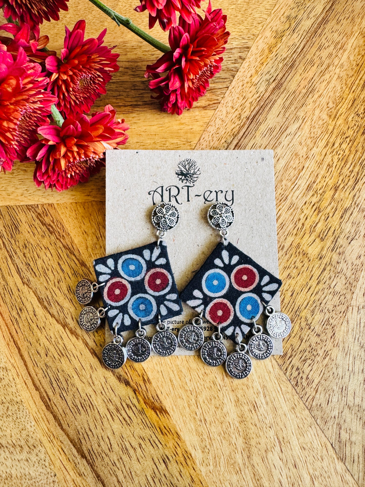 Fabric earrings -  diamond
