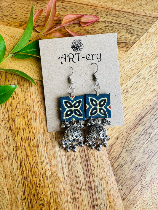Lightweight Handmade Statement Jewellery - Square jhumka