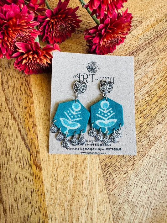 Fabric earrings -   Teal earrings