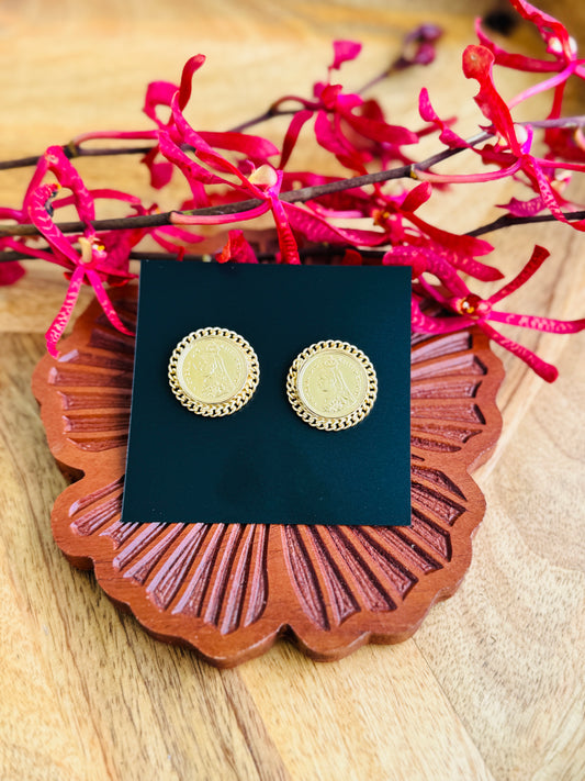 Brass earrings - Small coin stud