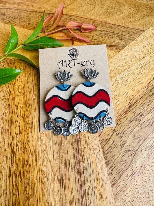 Lightweight Handmade Statement Jewellery - Red and Beige