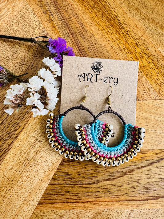 Colorful Beaded Thread Dangler Earrings – Handmade by Far East Artisans | ART-ery Jewellery
