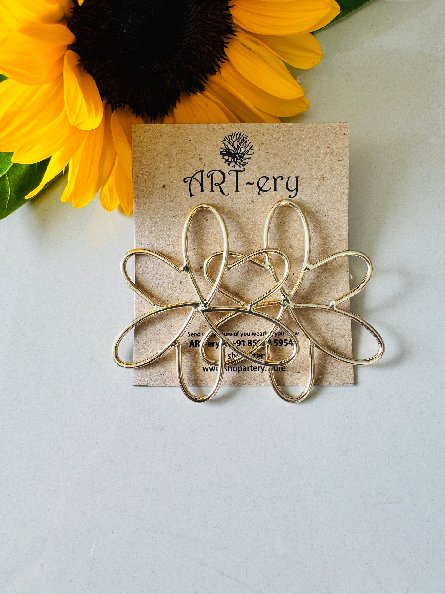 Anti tarnish statement semi circle geometric earring
