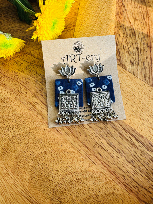 Fabric earrings -  Round printed earrings