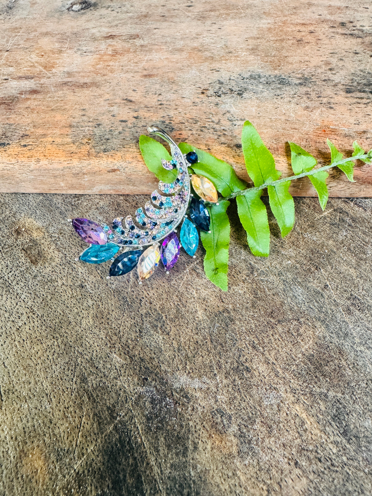Bedazzled Crescent Brooch