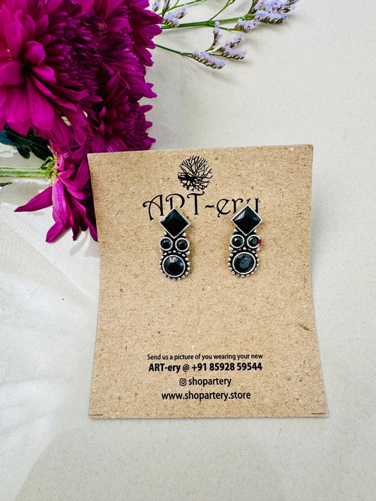 Classic oxidised silver earring  - Black