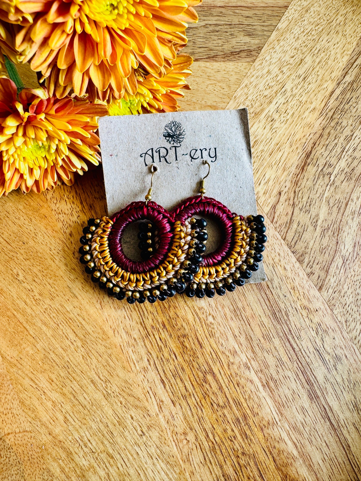 Far East collection   Red black and yellow earrings
