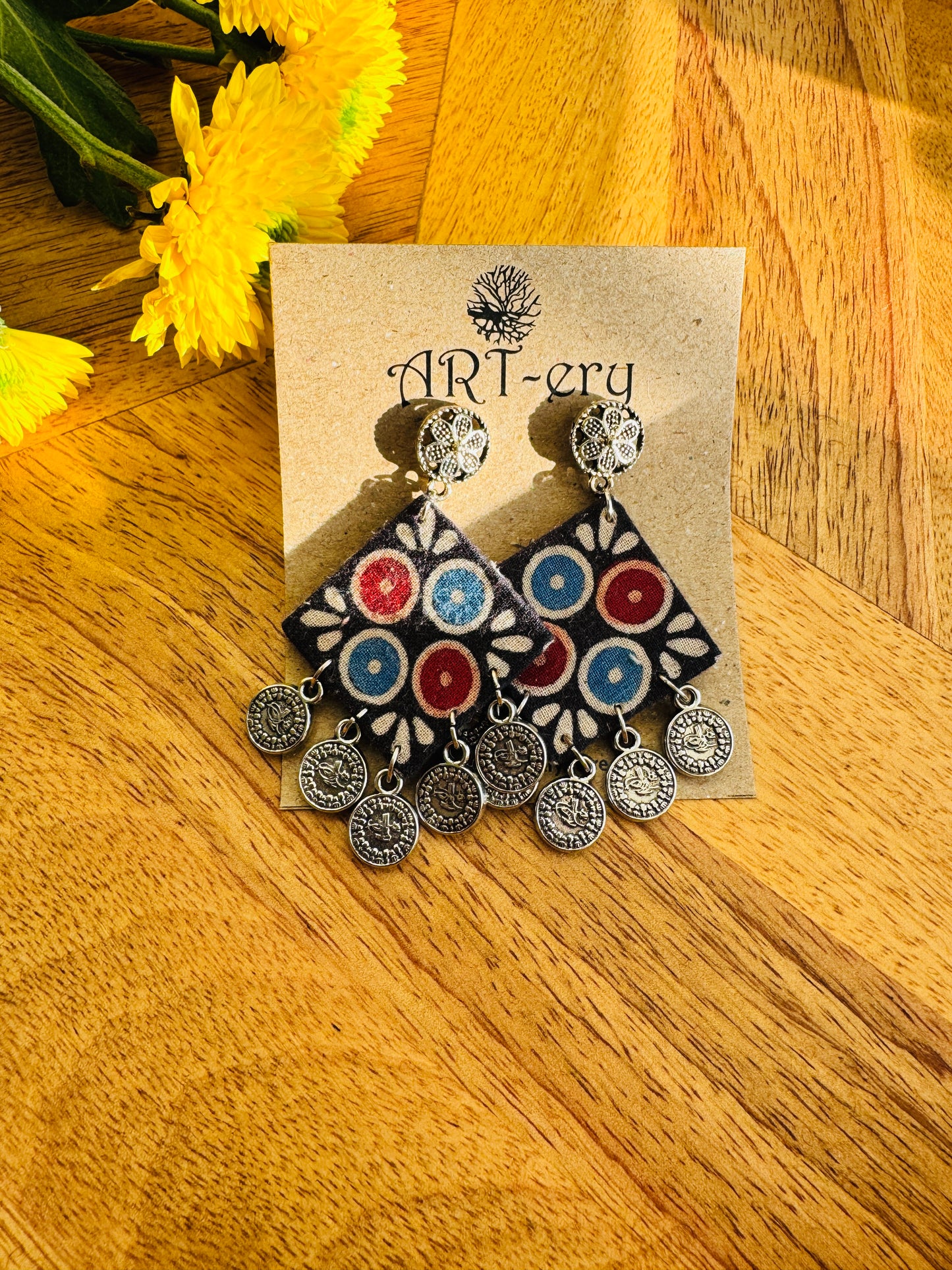 Fabric earrings -Ethnic printed discount