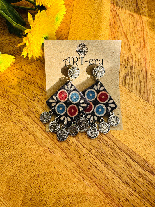 Fabric earrings -Ethnic printed discount