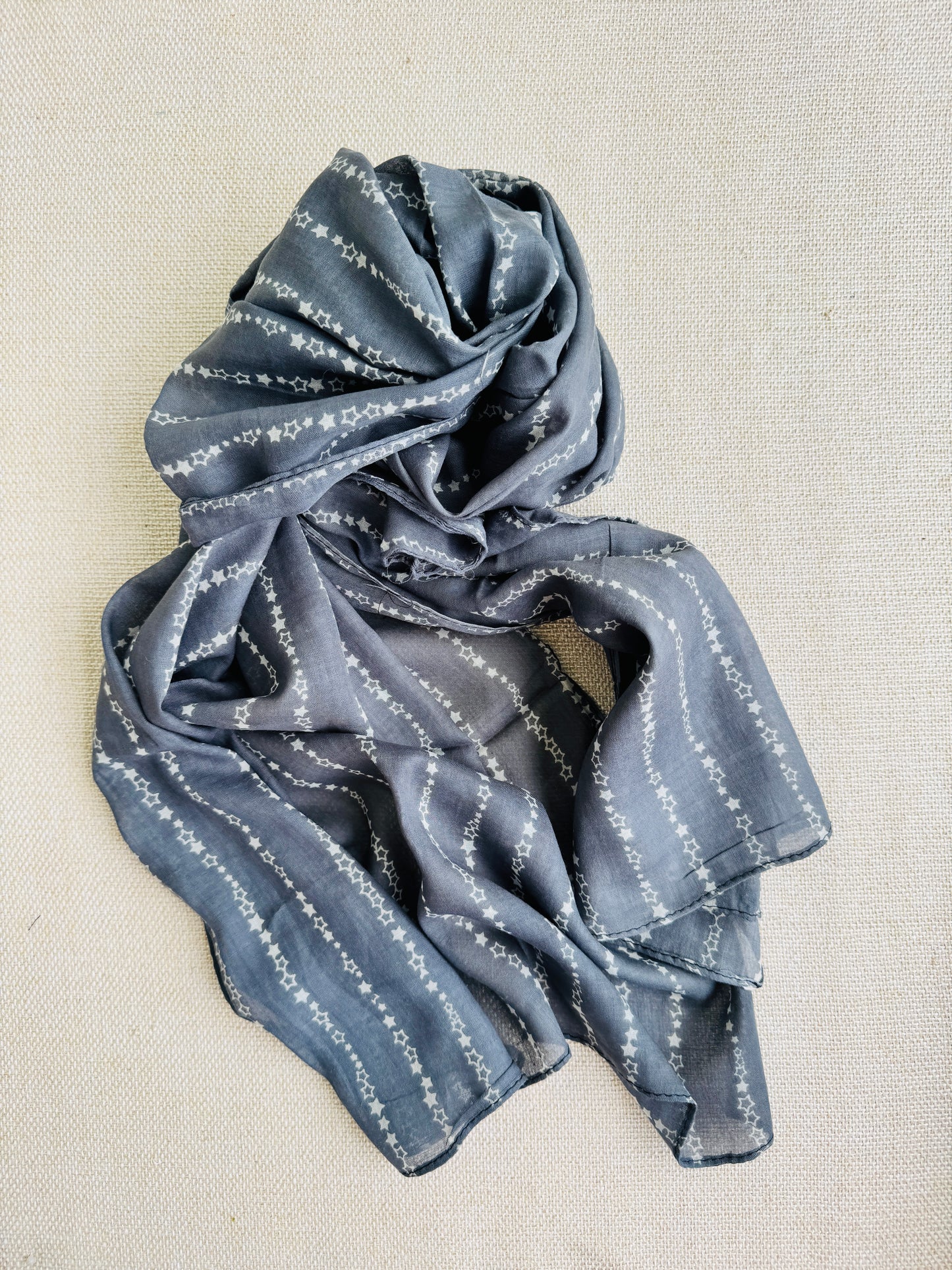Bright poly cotton scarf - Lightweight long stole - Grey scarf