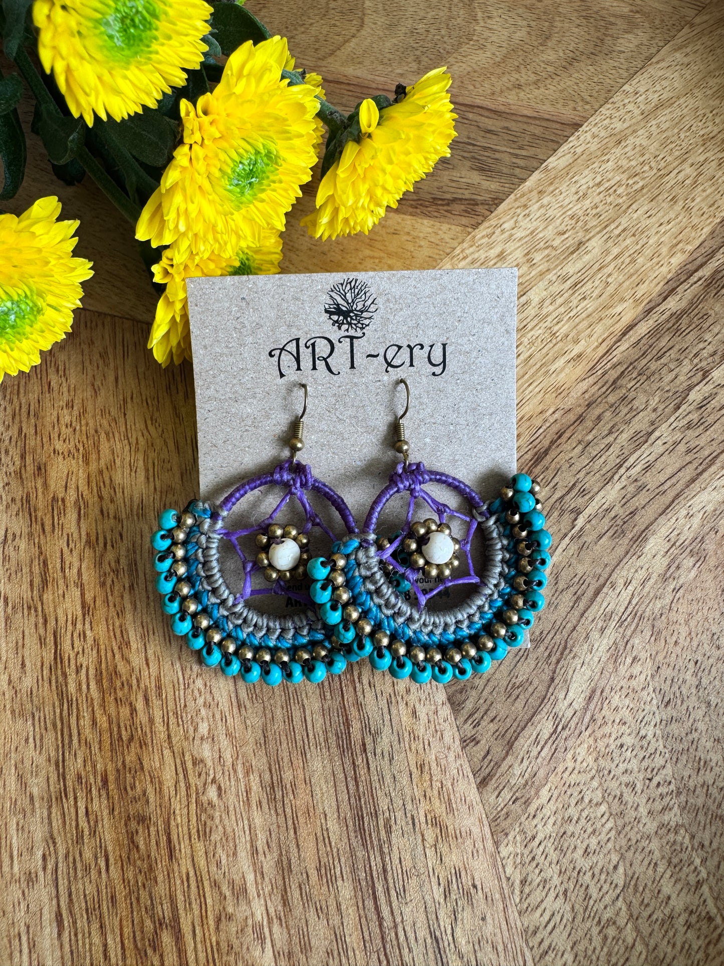 Crochet Thread & Bead Earrings