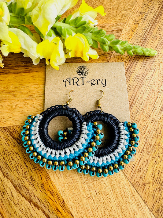 Colorful Beaded Thread Dangler Earrings – Handmade by Far East Artisans | ART-ery Jewellery