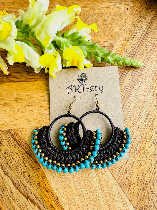 Colorful Beaded Thread Dangler Earrings – Handmade by Far East Artisans | ART-ery Jewellery