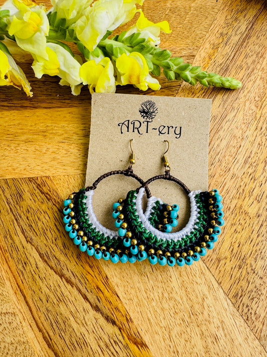 Colorful Beaded Thread Dangler Earrings – Handmade by Far East Artisans | ART-ery Jewellery