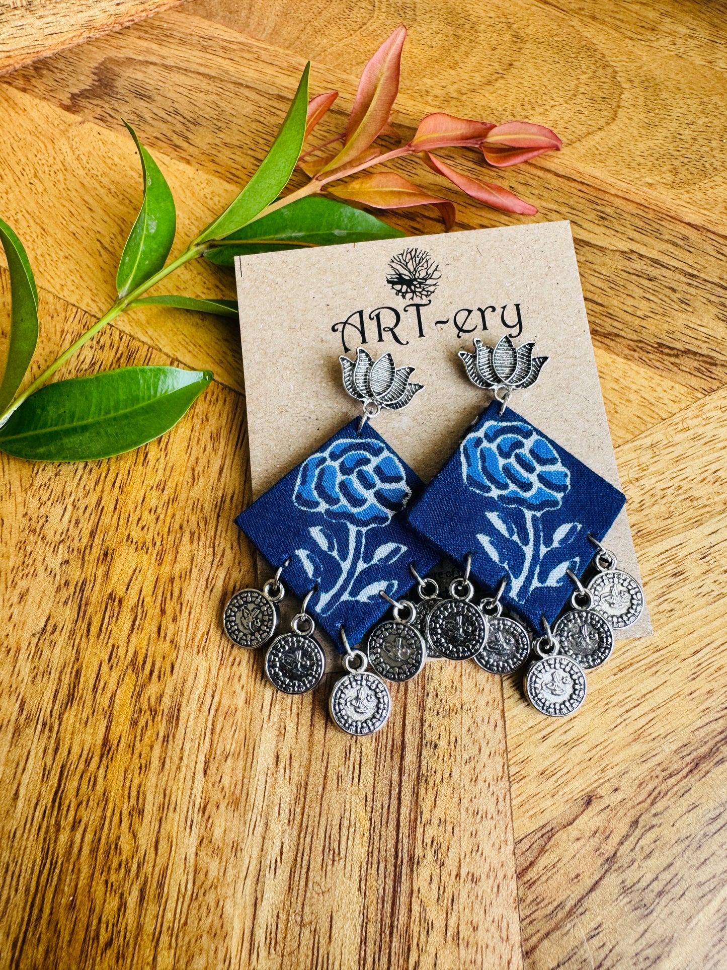 Lightweight Handmade Statement Jewellery - blue flower