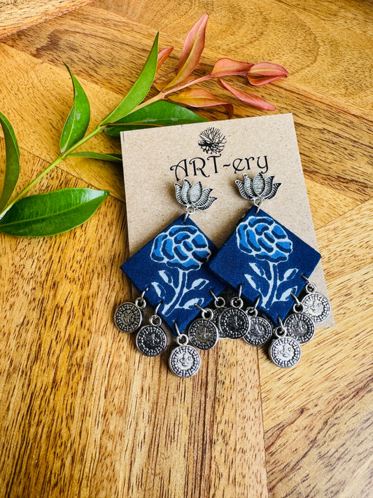 Lightweight Handmade Statement Jewellery - blue flower