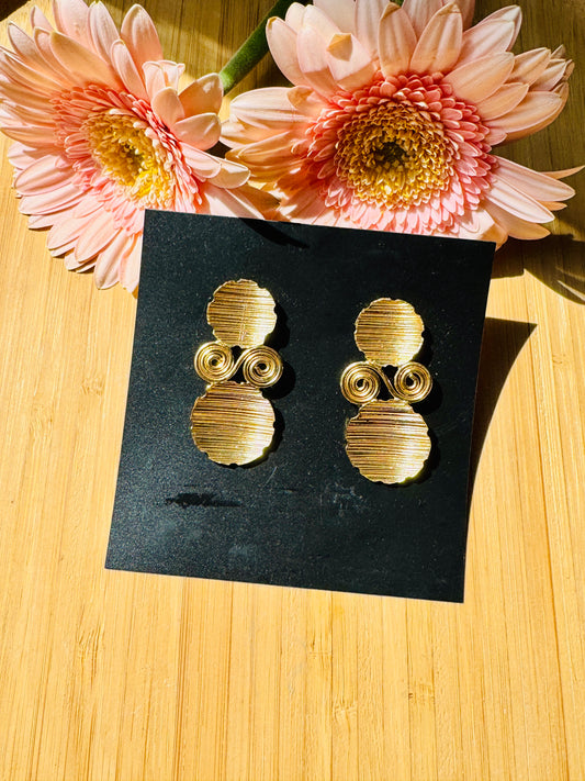 Handcrafted Bold Brass Earrings | Premium Indian Jewellery -Textured infinity stud