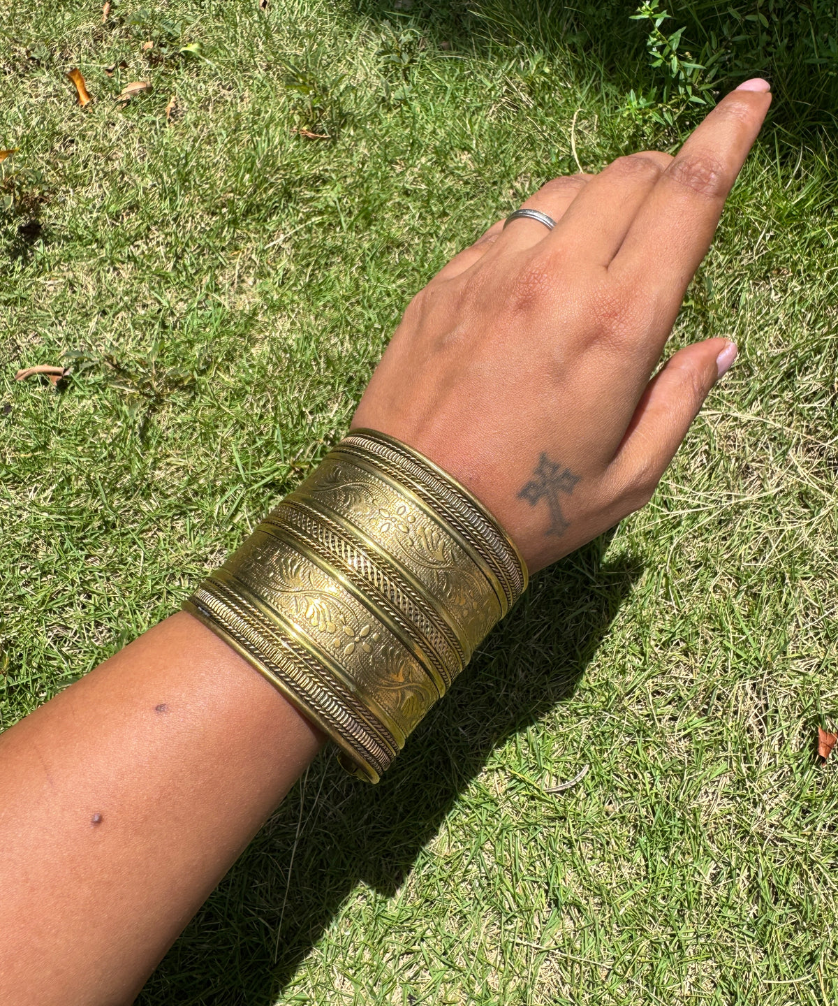 Abstract arm cuff  dull finish