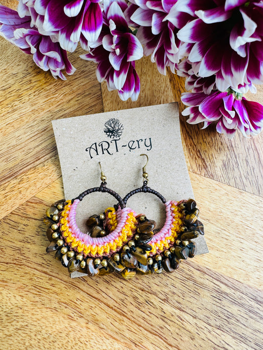 Far east Earrings -  Brown crystal earring