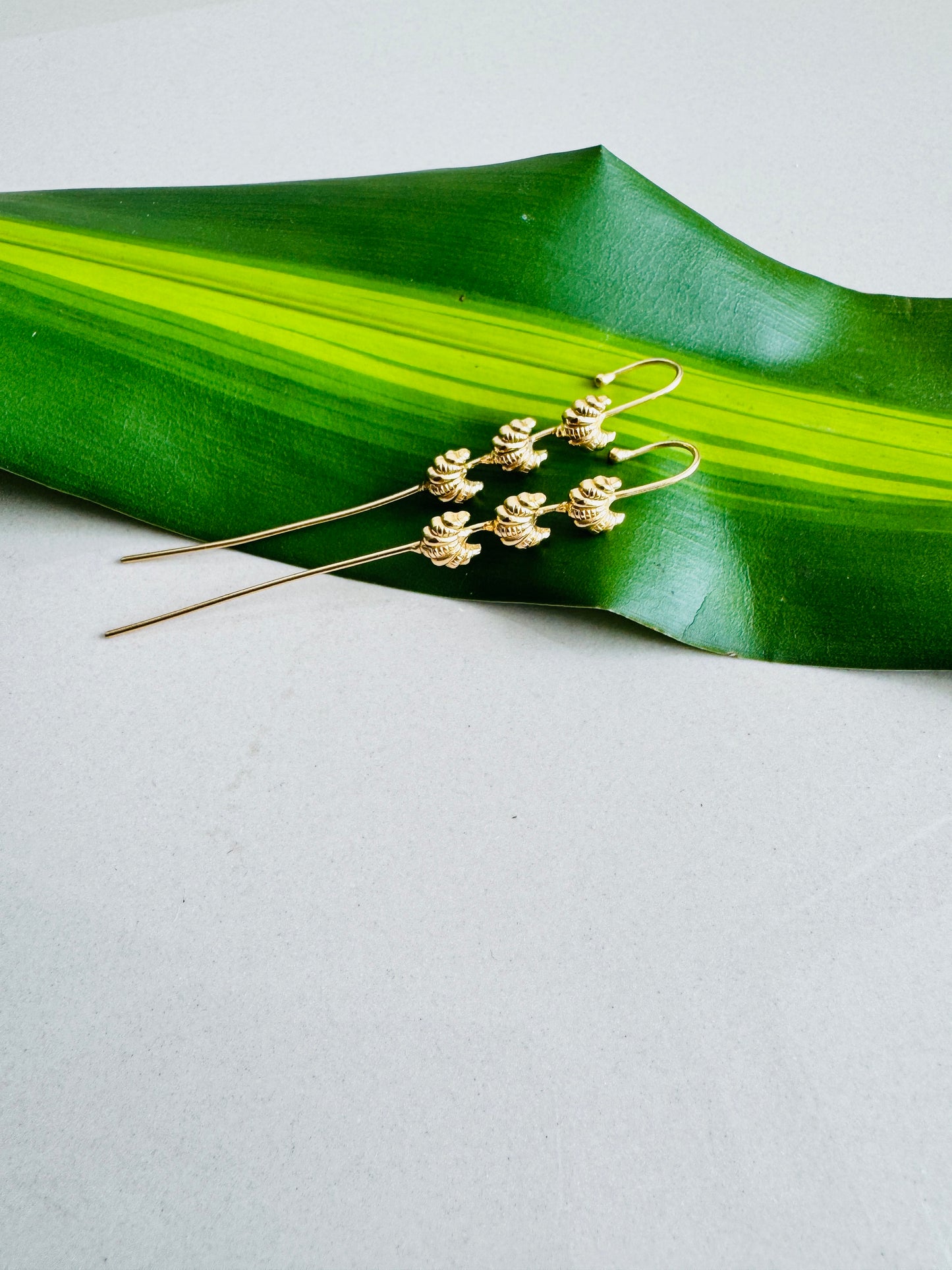 Lightweight Brass Pin Earrings | Gold Tone Onam Collection - Croissant shaped