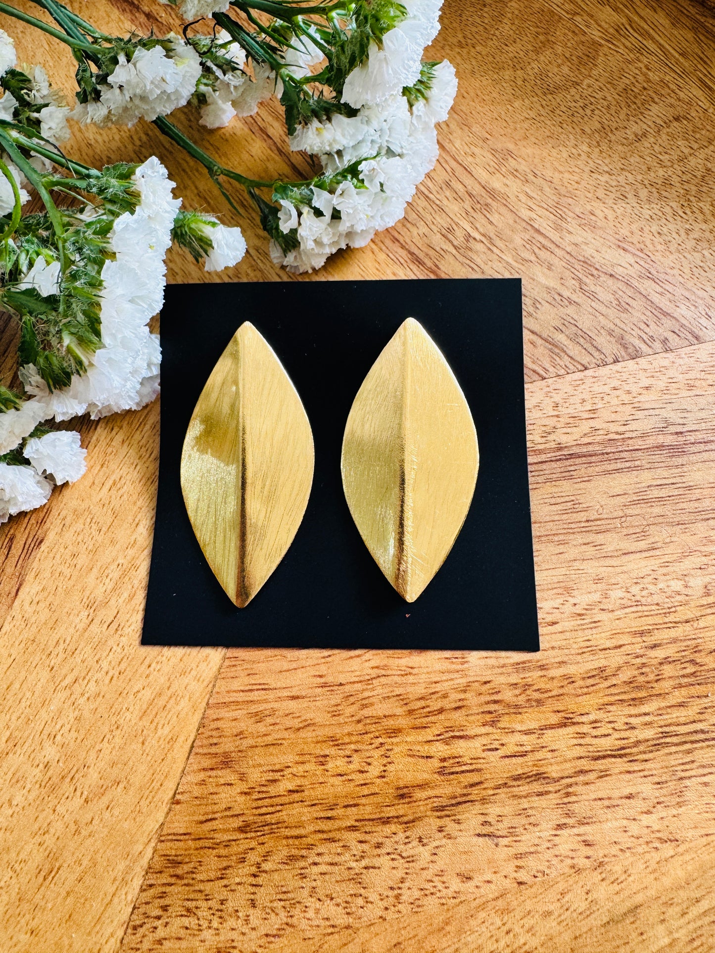 Handmade Brass Dangler Earrings with Natural Stone | Daily wear brass earring