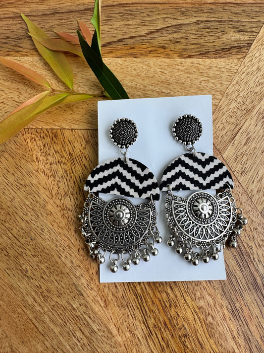 Fabric earrings lightweight earrings -  Zig Zag