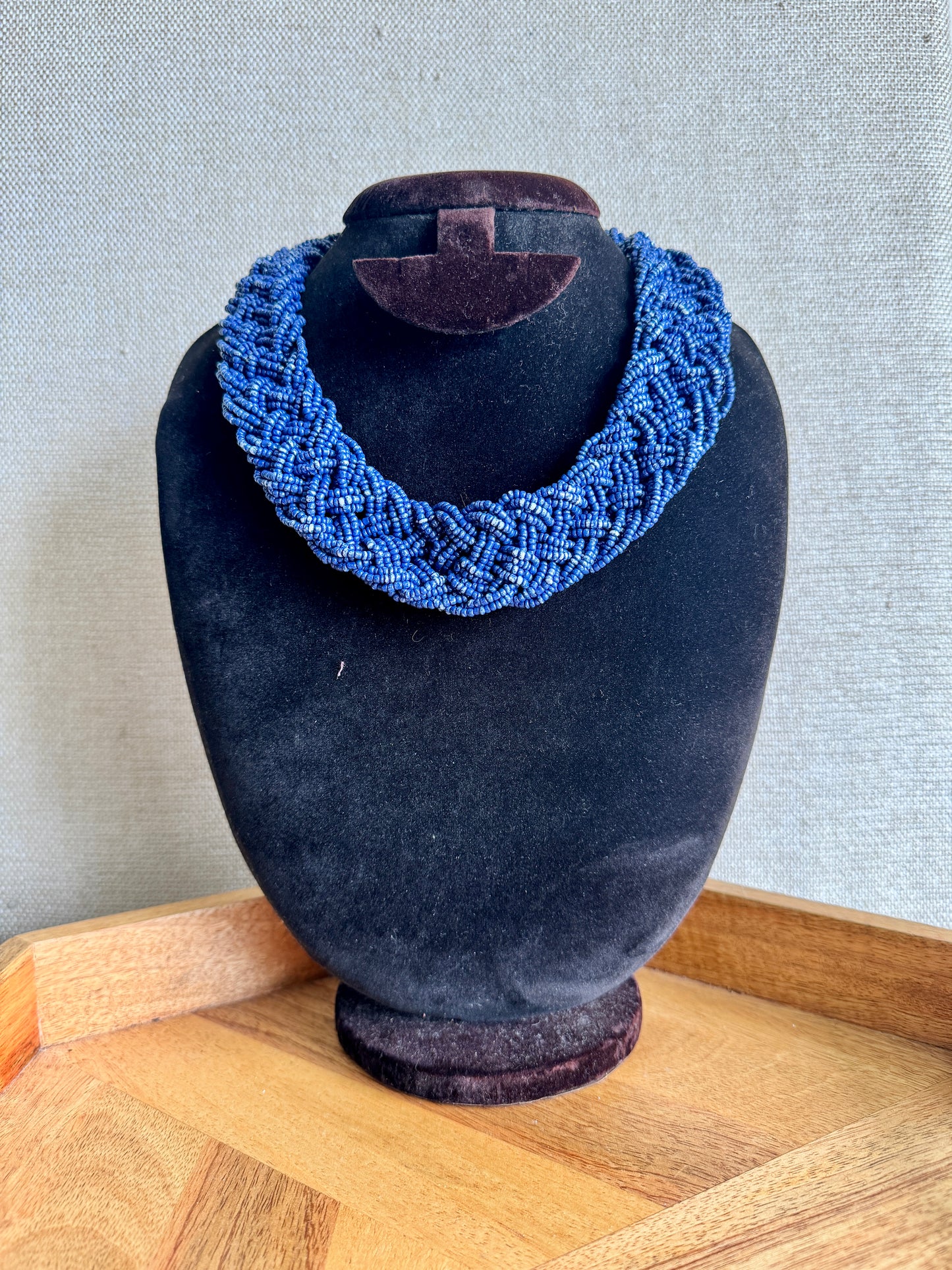 Braided  Statement Necklace - Dark blue