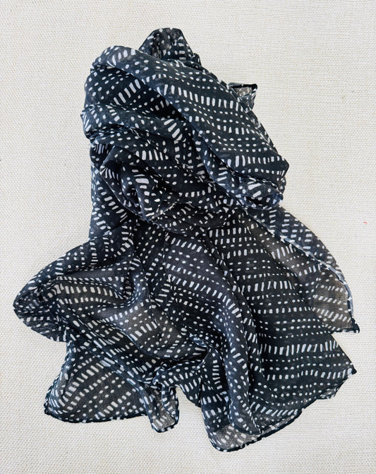 Lightweight Printed Poly-Cotton Scarf for Women