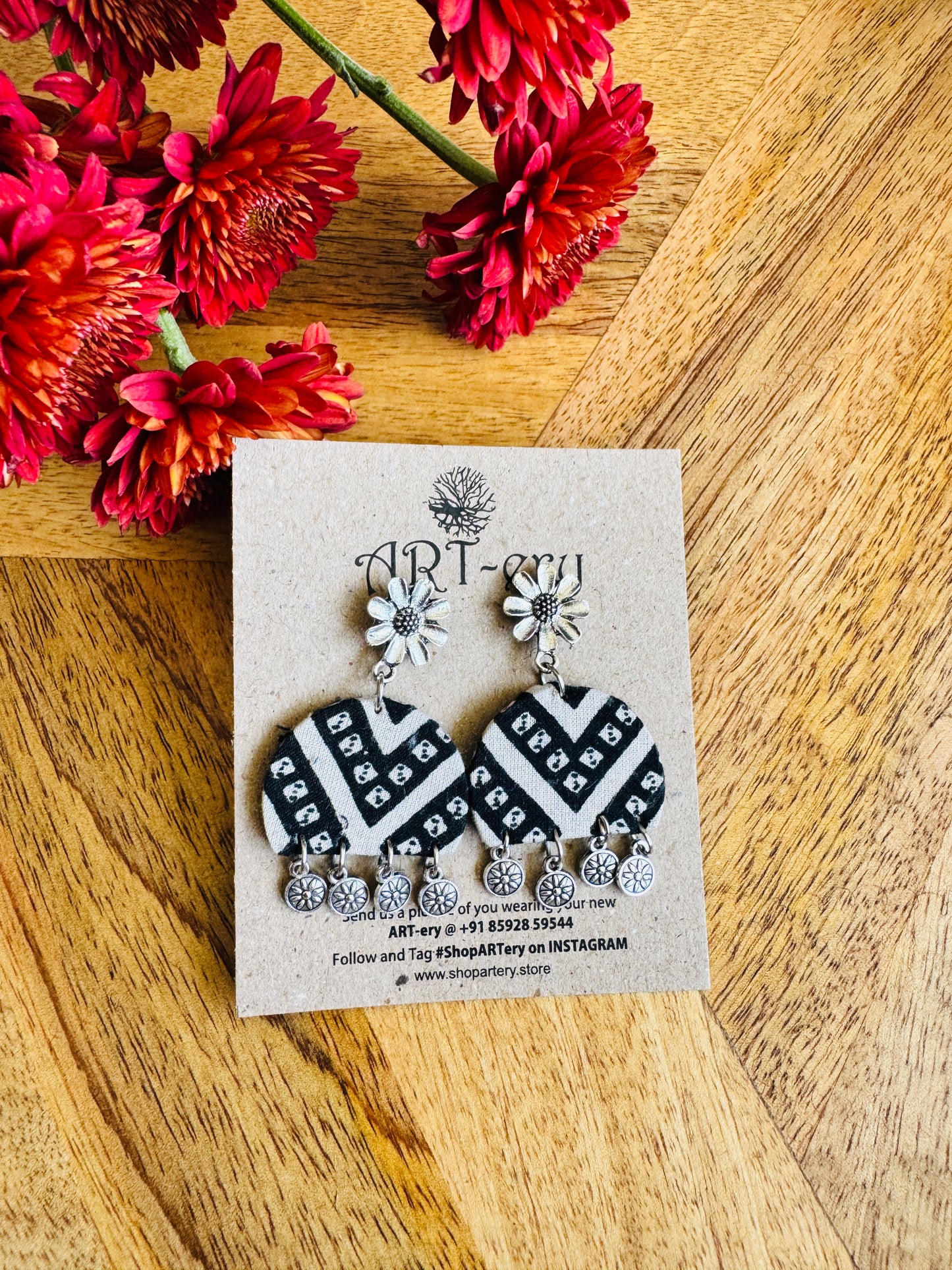 Fabric earrings - diagonal stripes