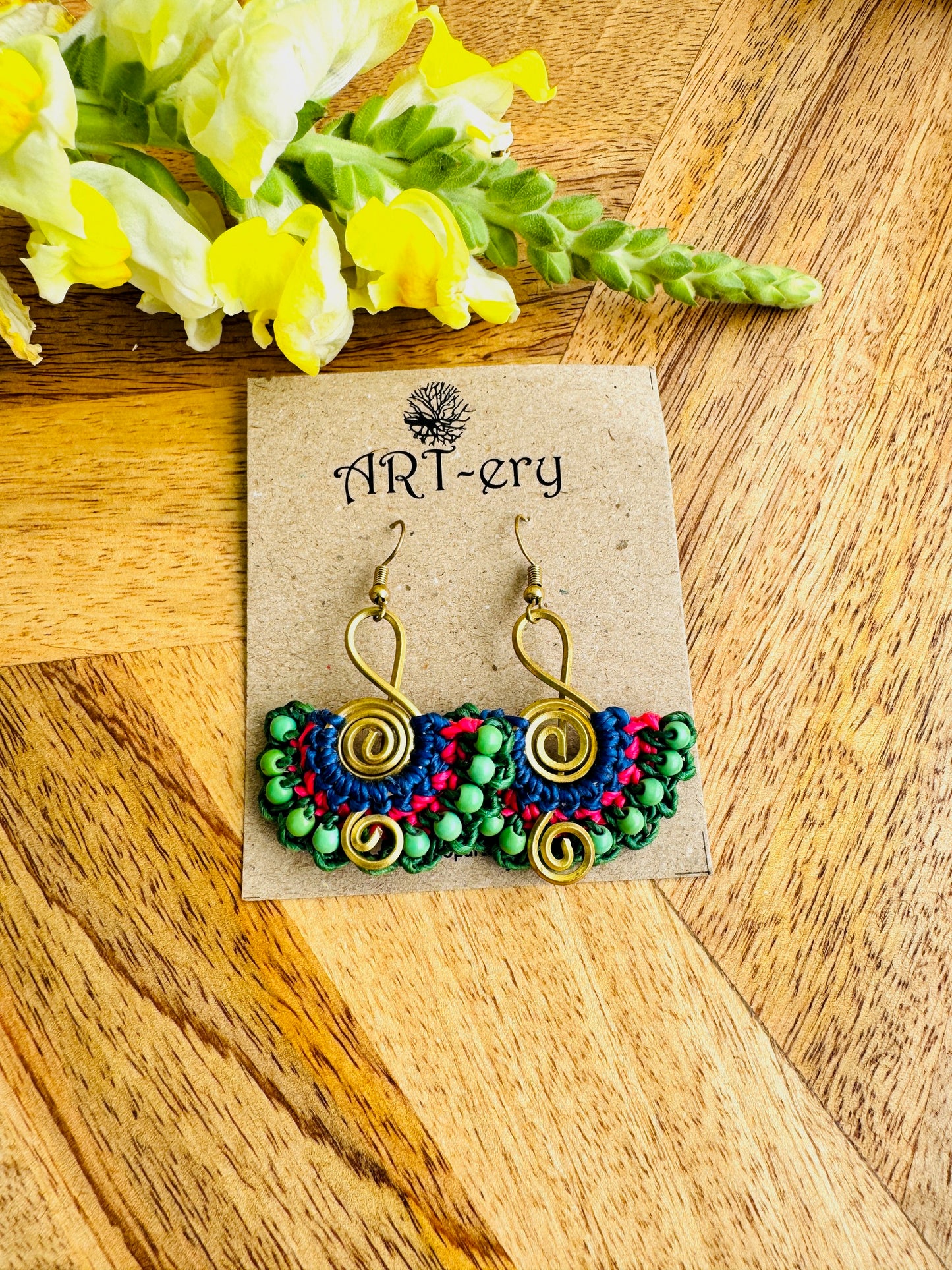 Colorful Beaded Thread Dangler Earrings – Handmade by Far East Artisans | ART-ery Jewellery