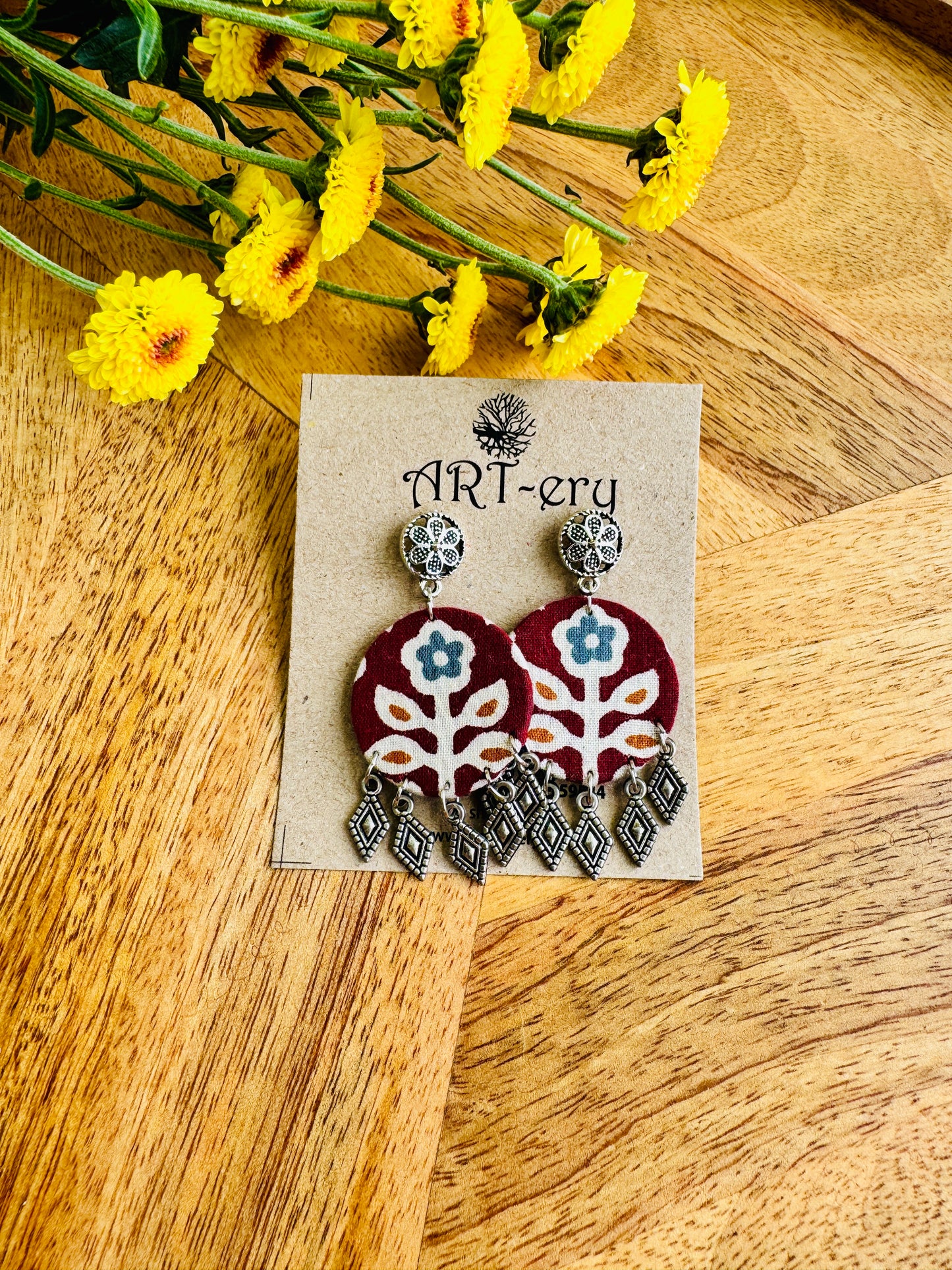Handcrafted Fabric Statement Earrings | Boho Ethnic Earrings for Women