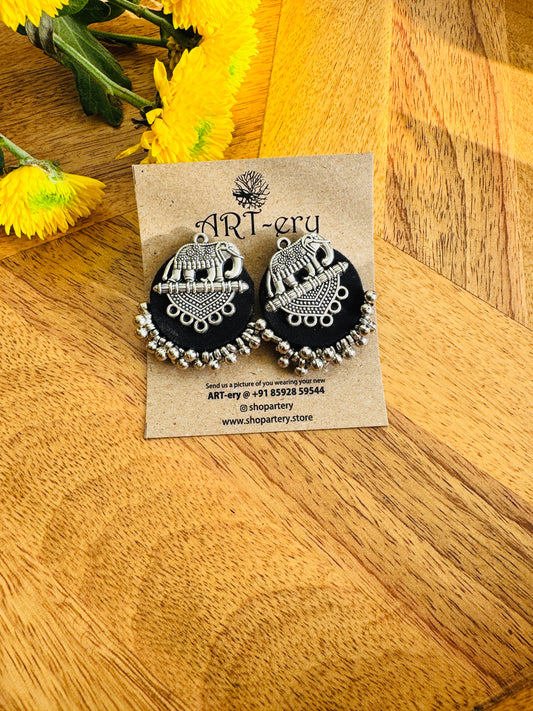 Fabric earrings - elephant stud