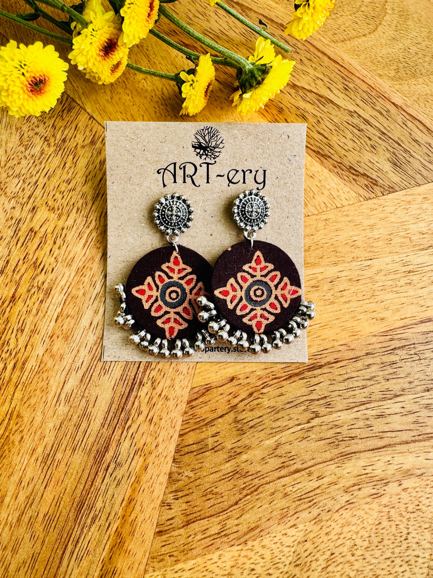 Handcrafted Fabric Statement Earrings | Boho Ethnic Earrings for Women - ethnic printed