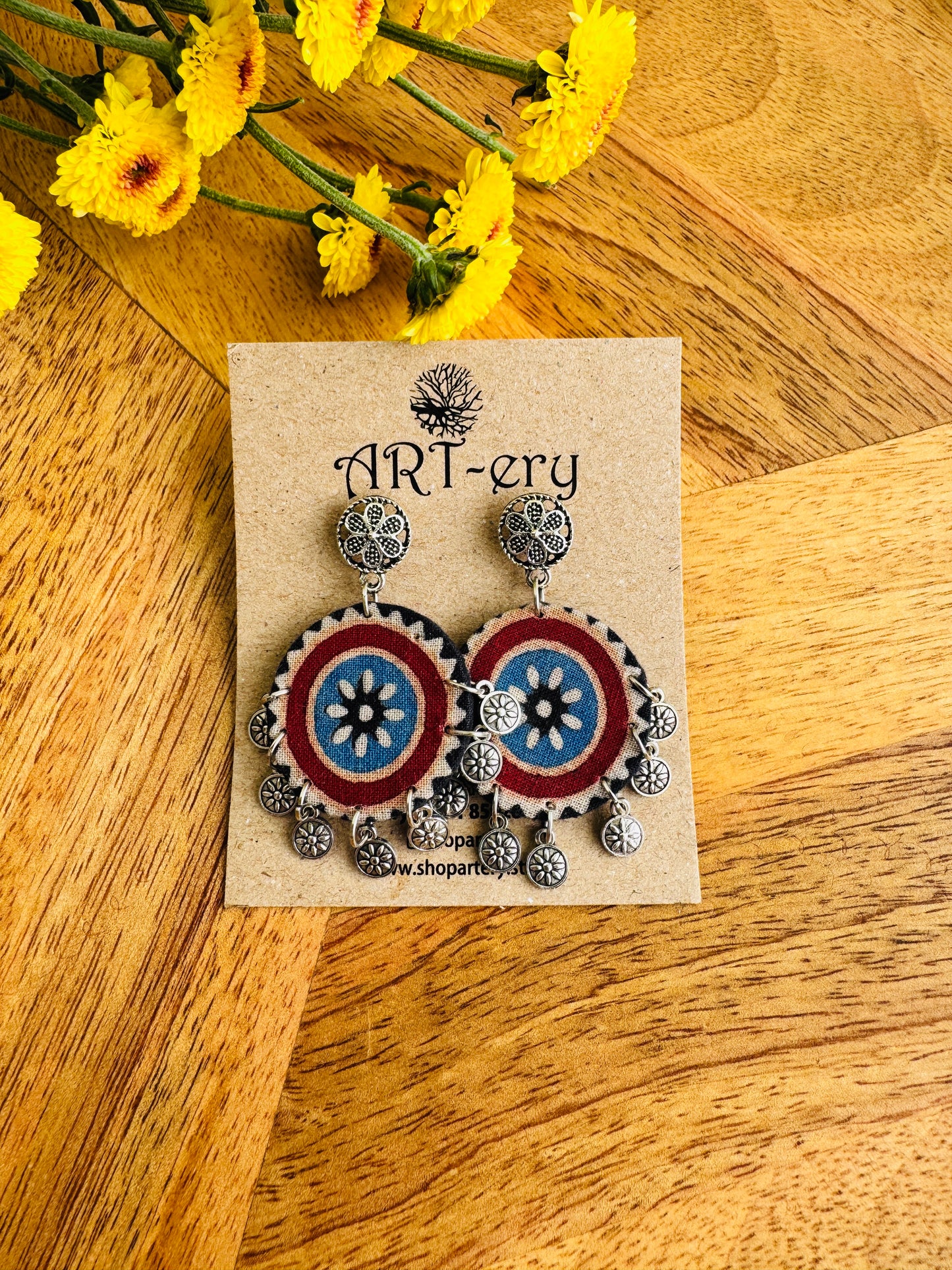 Handcrafted Fabric Statement Earrings | Boho Ethnic Earrings for Women - Multi color